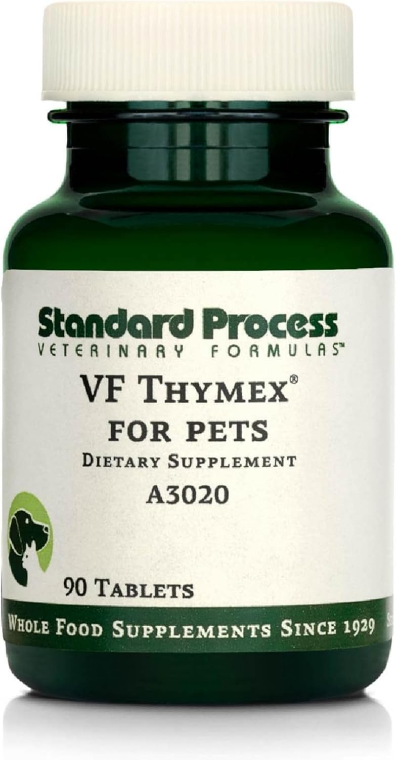 Standard Process Inc. VF Thymex for Pets - Cat & Dog Immune System Support Supplement - Thymus Supplement to Aid Canine & Feline Immune Health - Supplement with Vitamin C - 90 Tablets - Pet Explorer
