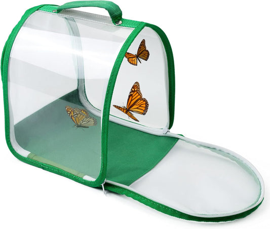 Small Butterfly Habitat, Insect Mesh Cage, Caterpillar Enclosure, Critter Cage, Bug Terrarium Portable Carry Handle Easy to Observe 8 x 8 x 8 Inches - Pet Explorer