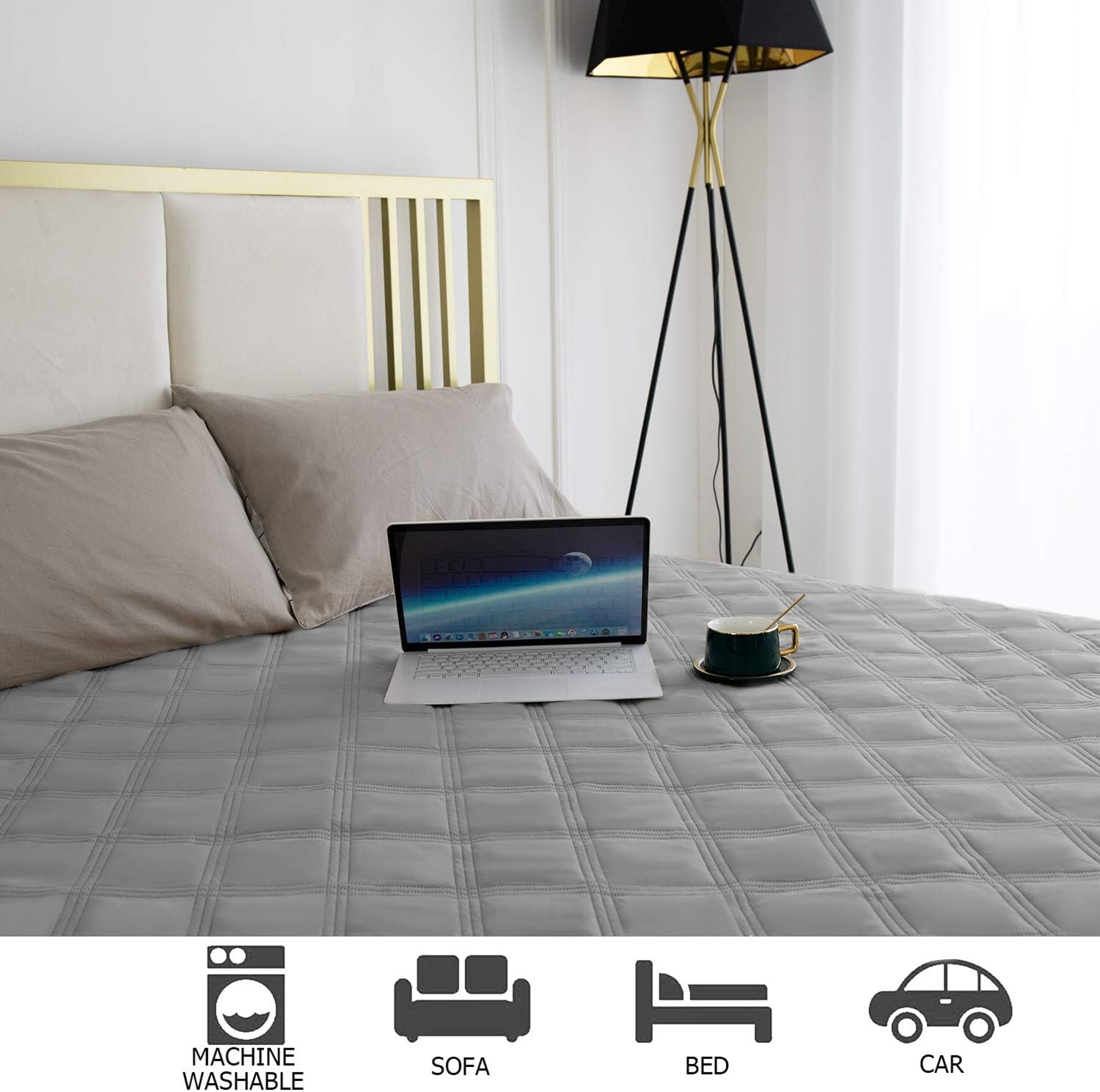 Ameritex Waterproof Dog Bed Cover Pet Blanket with Anti-Slip Back for Furniture Bed Couch Sofa (40x50 Inch (Pack of 1), Lightgrey) - Pet Explorer