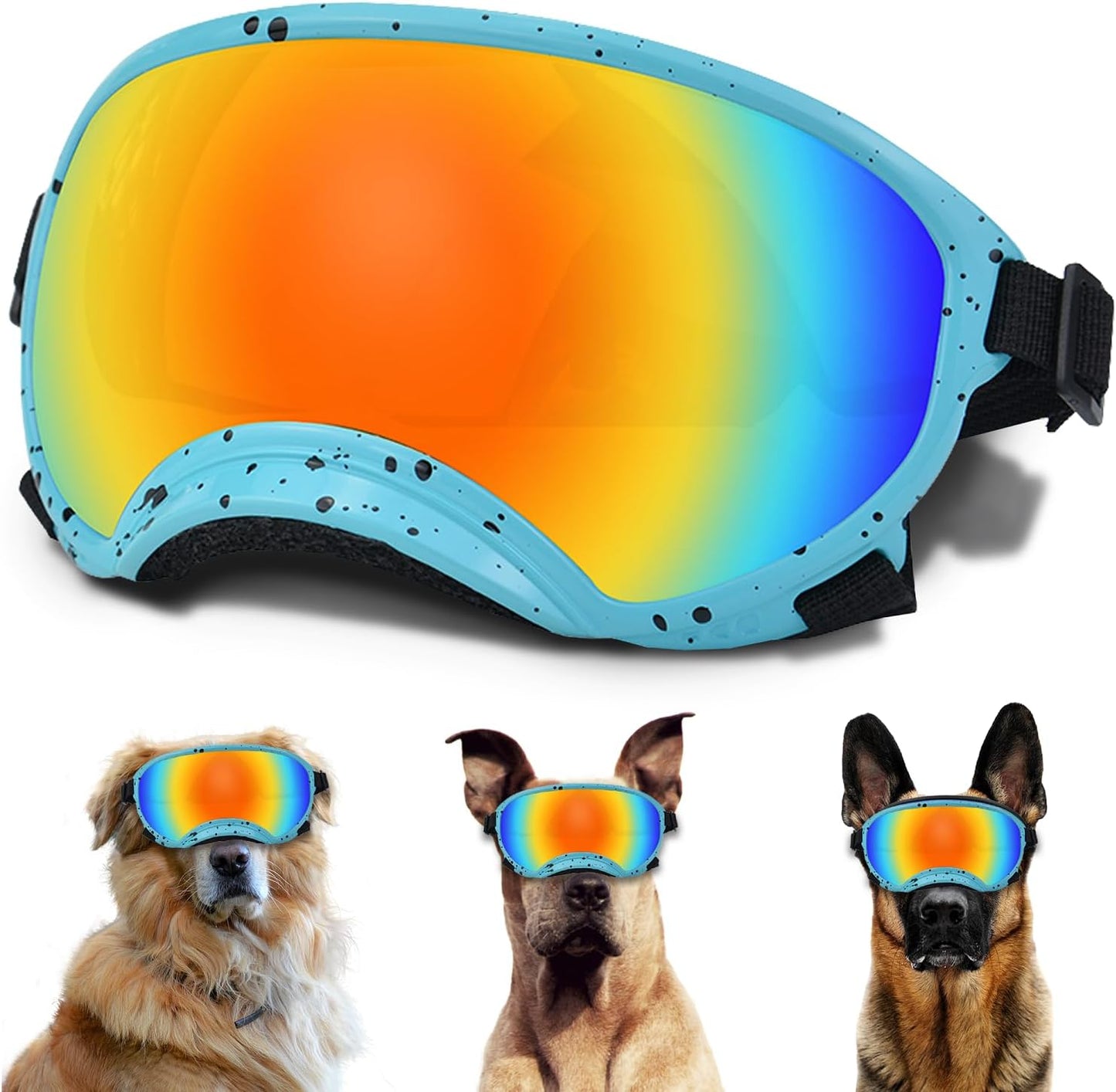 Large Dog Sunglasses with Adjustable Strap UV Protection, Winproof Dog Puppy Sunglasses, Suitable for Medium-Large Dog Pet Glasses, Dogs Eyes Protection，Soft Dog Goggles - Pet Explorer