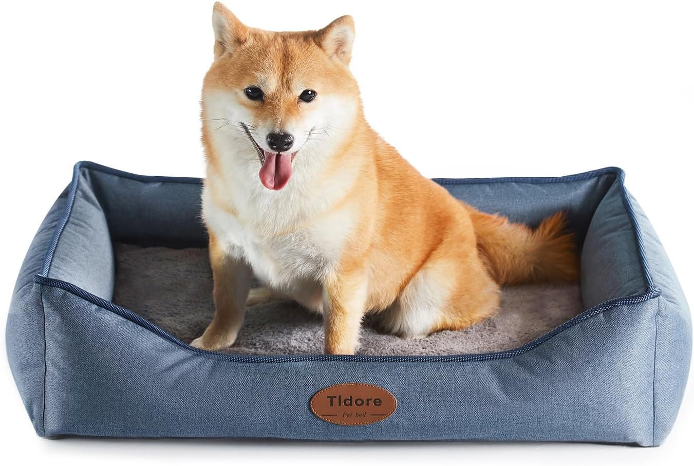 Orthopedic Dog Beds for Medium Dogs, Durable Egg Crate Foam Sofa Dog Bed wit Washable Removable Cover,Waterproof Lining,Pet Bed for Large Dogs (Denim Blue, 26.4" L x 21.7" W x 6.2" Th) - Pet Explorer