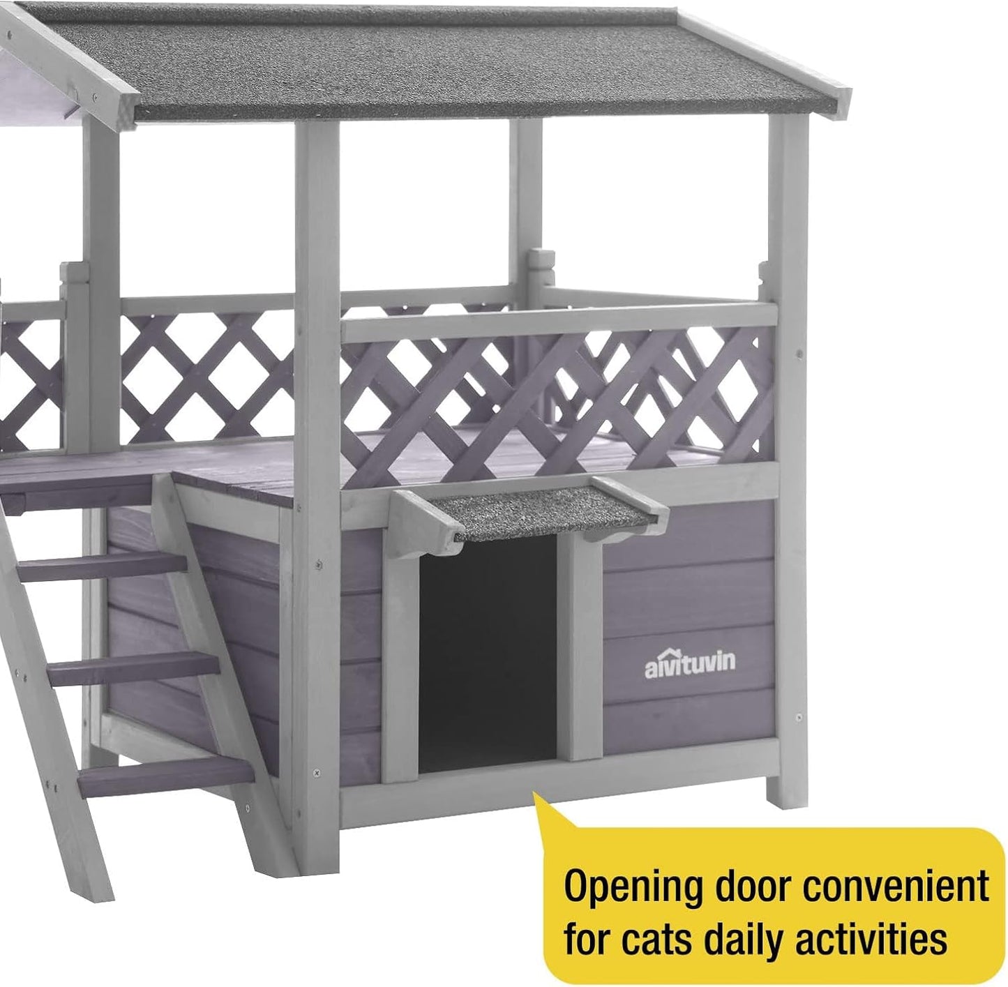 Aivituvin Cat House Outdoor Indoor Feral Kitty Shelter with Escape Door for Cats, Weatherproof Roof - Pet Explorer
