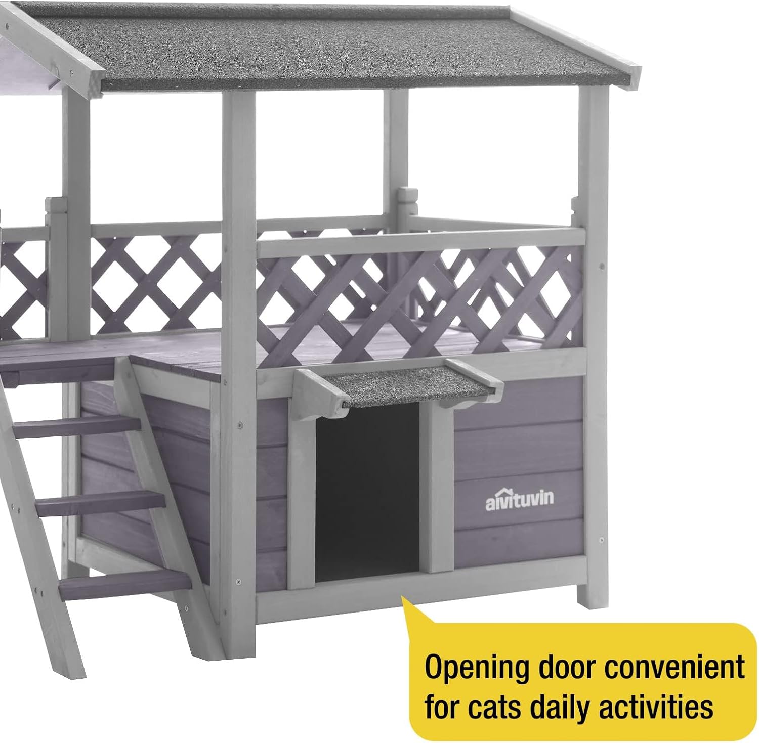 Aivituvin Cat House Outdoor Indoor Feral Kitty Shelter with Escape Door for Cats, Weatherproof Roof - Pet Explorer