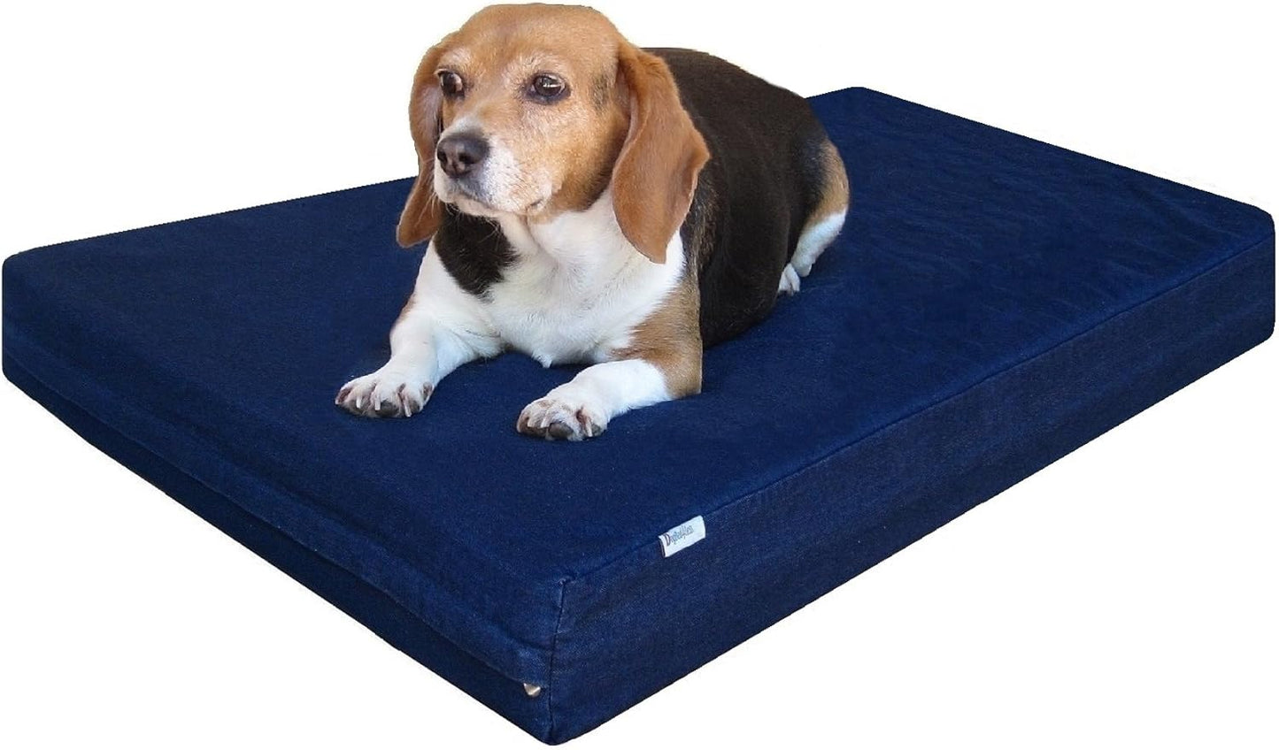 Dogbed4less Premium Gel Memory Foam Dog Bed, Durable Denim Cover with Waterproof Liner and Extra Pet Bed Case, 35"X20"X4" Small to Medium Pet - Pet Explorer