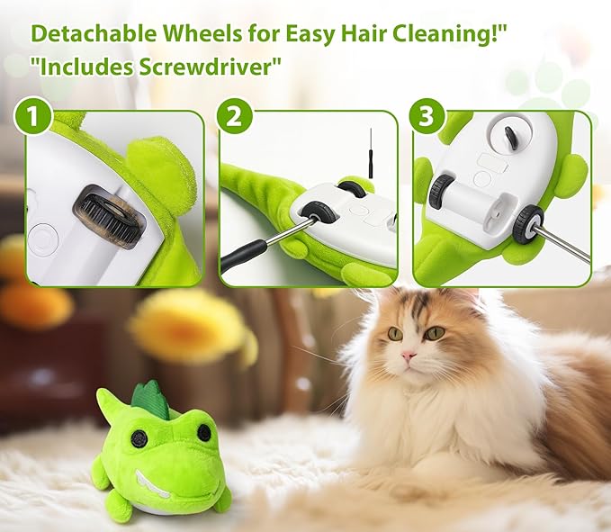 Interactive Cat Toys for Indoor Cats – Auto Moving Alligator with 360° Random Movement & Tail Wagging, Rechargeable Cat Exercise Toy with Catnip, Self-Play Fun for Bored Adult Cats-Set