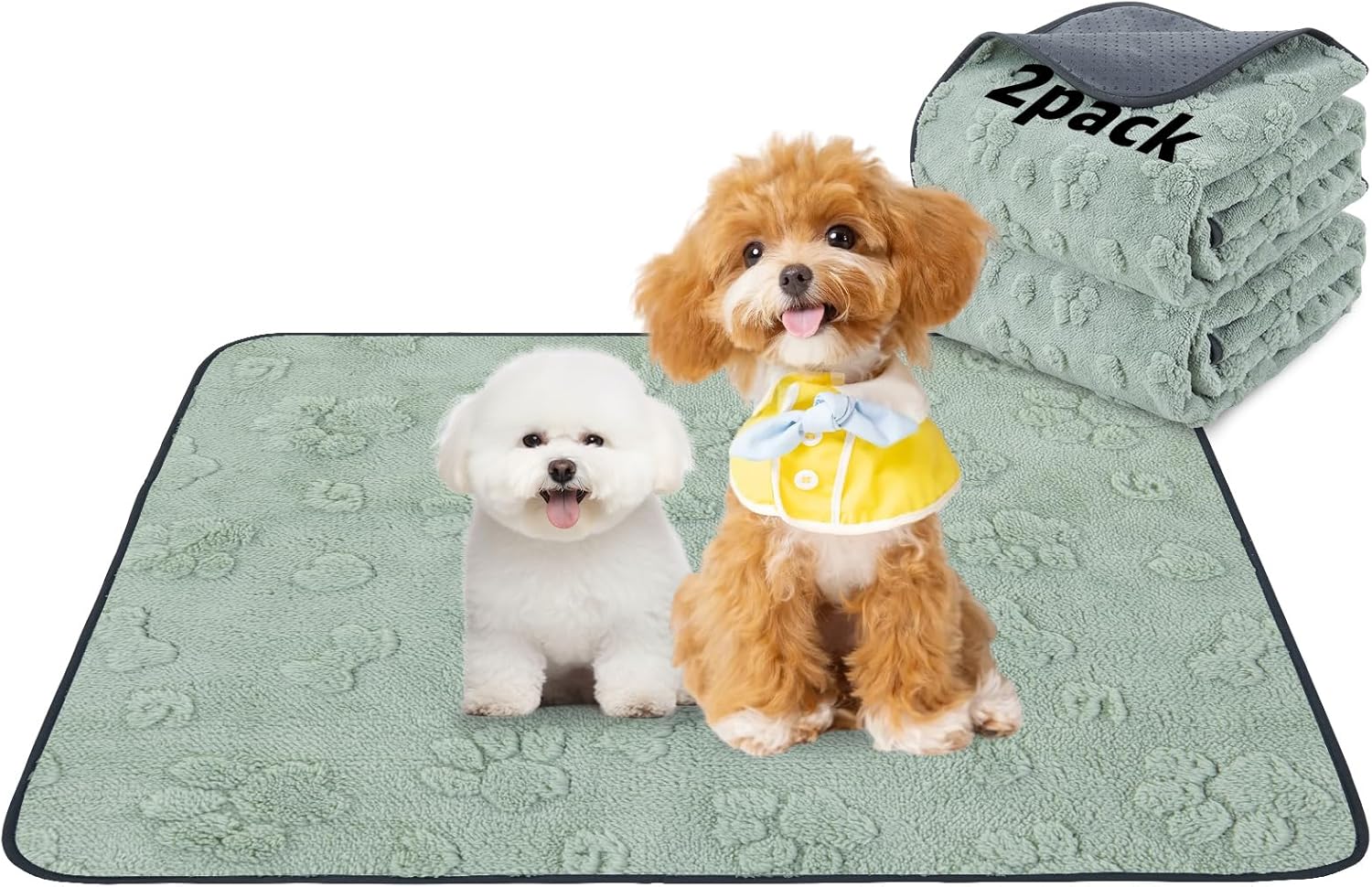 LOOBANI Washable Pee Pads for Dogs: 2 Pack Super Absorbent Reusable Puppy Pads, Leakproof and Waterproof Dog Training Pads Whelping Pads for Potty, Floor, Crate, Couch Bed and Travel, 36"x41" - Pet Explorer
