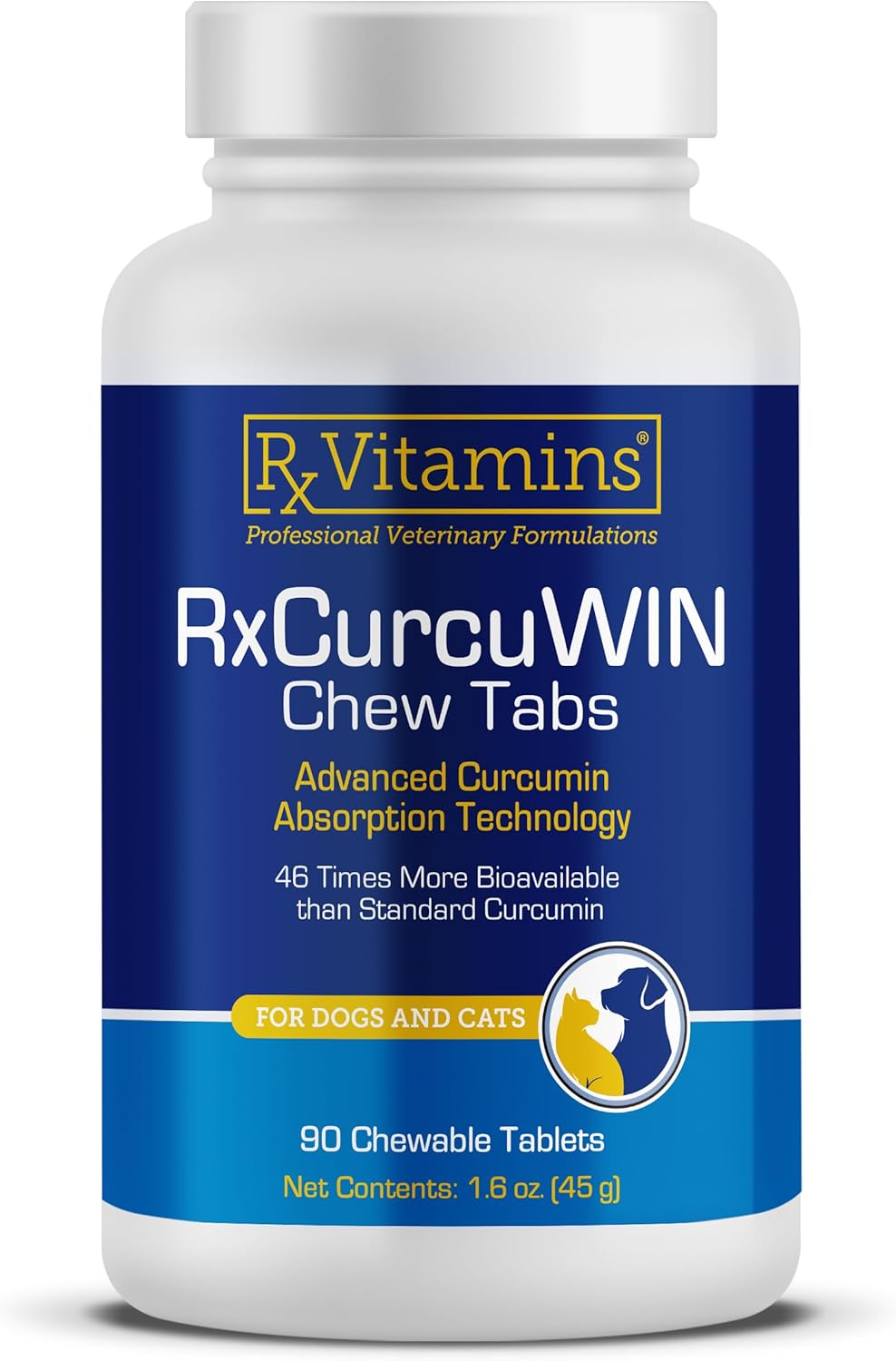 Rx Vitamins CurcuWIN - Curcumin for Dogs & Cats - Vitamins and Supplements, Allergy Relief - Provides Immune Support & Aids Digestive Support - Joint Supplement - 90ct - Pet Explorer
