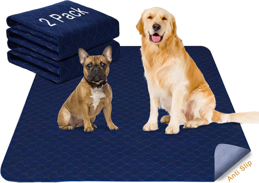 2Pack Dog Pads Washable 53”x65”, Extra Large Puppy Pads Waterproof, Super Absorption, Anti Skid Whelping Pad for Puppy Pen - Pet Explorer