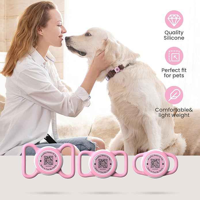 Waterproof AirTag Dog Collar Holder for Apple AirTag QR Code