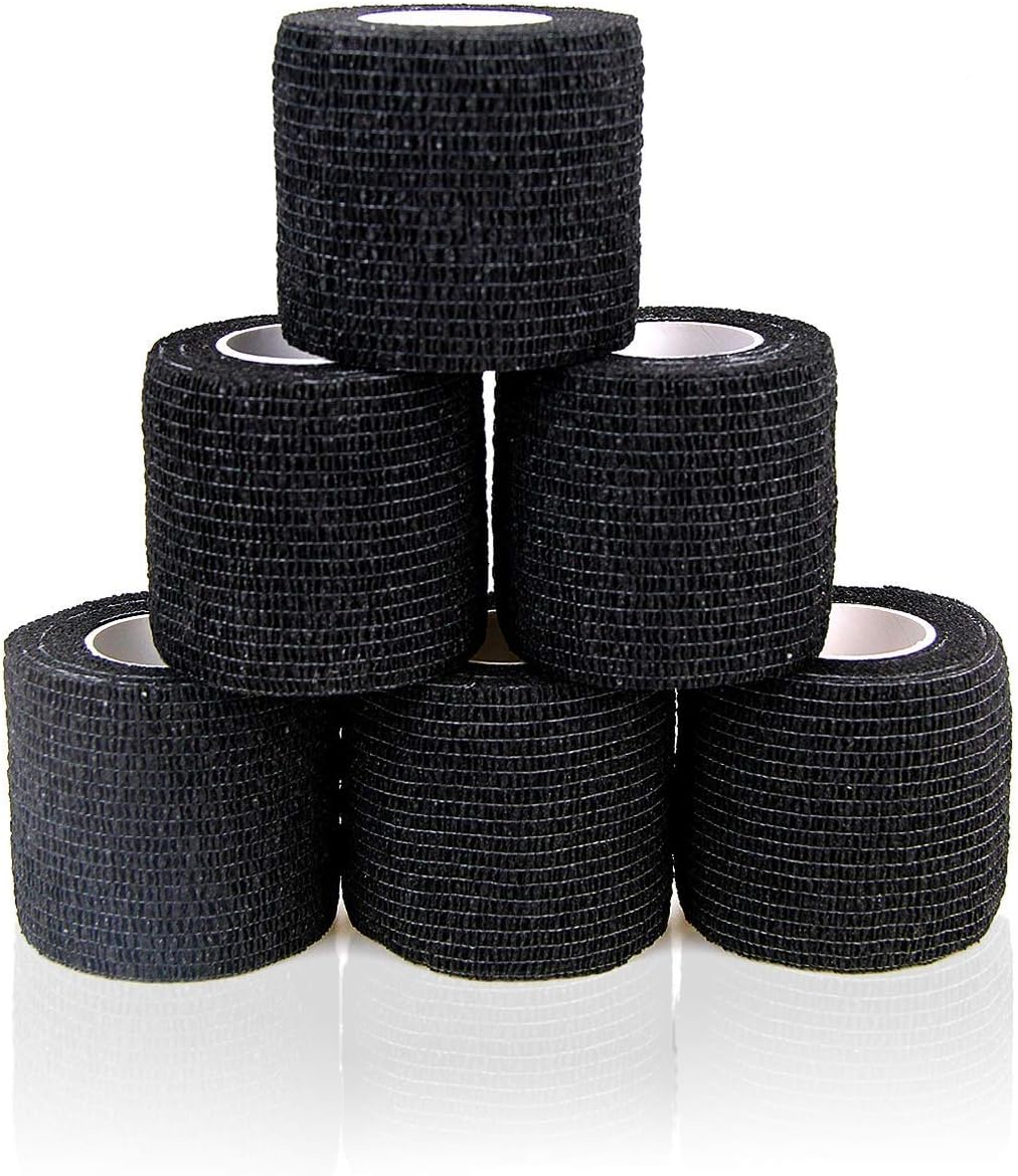 AUPCON Vet Wrap Cohesive Bandages Bulk Self Adhesive Bandage Wrap Self Adherent Wrap Non-Woven for Dogs Pet Animals & Ankle Sprains & Swelling 2 Inch x 5 Yards (2 Inch Black) - Pet Explorer