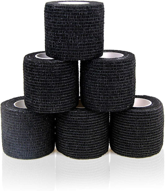 AUPCON Vet Wrap Cohesive Bandages Bulk Self Adhesive Bandage Wrap Self Adherent Wrap Non-Woven for Dogs Pet Animals & Ankle Sprains & Swelling 2 Inch x 5 Yards (2 Inch Black) - Pet Explorer