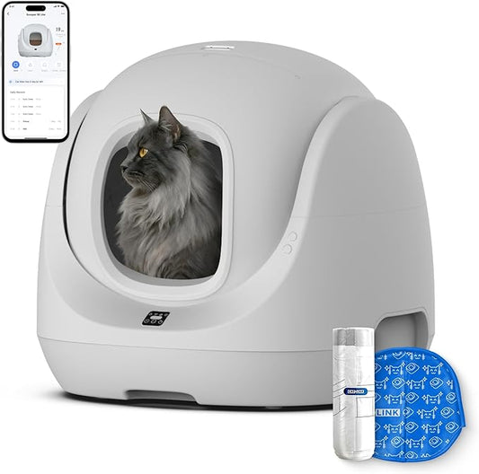 CATLINK Self Cleaning Litter Box, Pinch-Free Safety Protection Automatic Litter Box for Multiple Cats, Kitten, Senior, Short-Legged and Disabled Cat, Suitable for Beginner/Traveler, SE lite