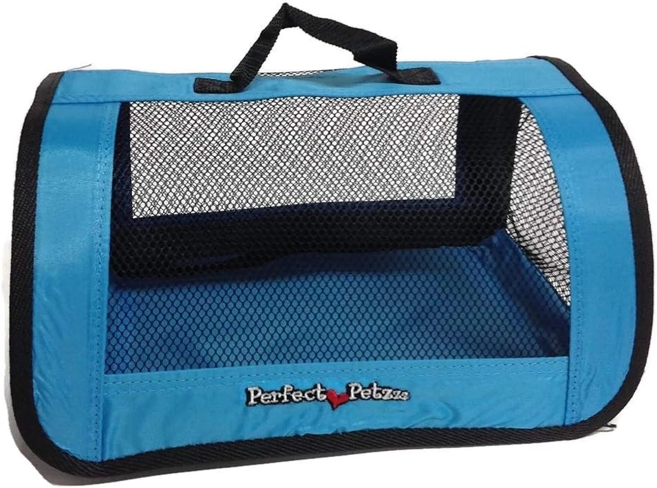 Tote for Lifelike Stuffed Interactive Pet Dogs and Cats, Nylon and Mesh Carrier for Pet Animals,Zippered Carrying Case Accessory-Blue - Pet Explorer