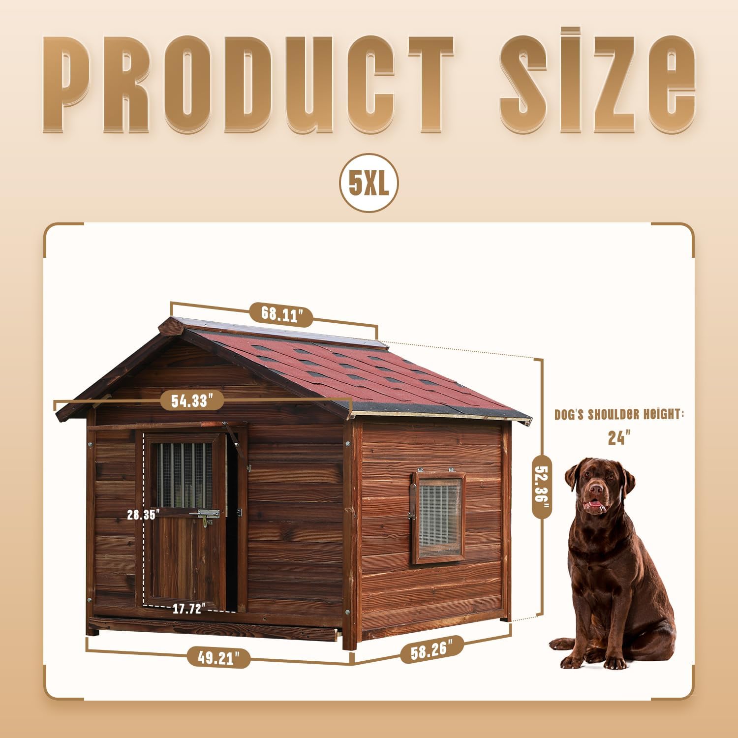Extra Large Dog House Outdoor Made of Solid Pine Wood, Warm Doghouse, Dog House with Elevated Floor for Large Dogs, (Wood, 5XL) - Pet Explorer