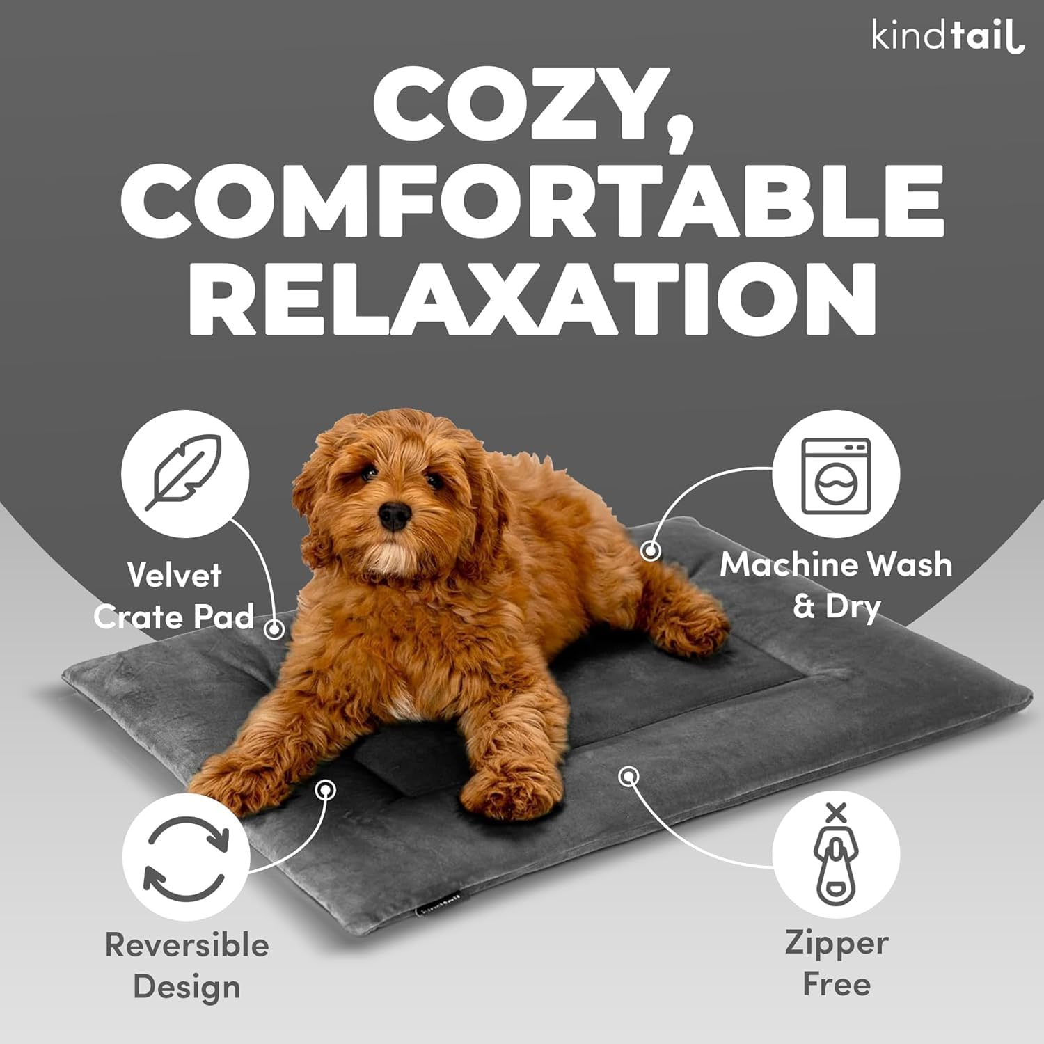 KindTail Dog Crate Pad - Soft Velvet, Reversible Bed - Machine Washable Kennel Mat for Pets up to 15 lbs, Mattress for Cozy Sleeping - 20” x 15” x 1” (Pink, Small) - Pet Explorer
