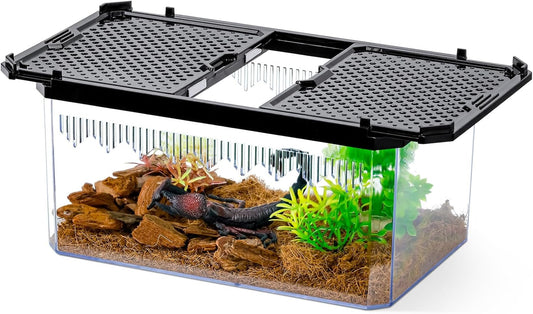 High-Transparency Reptile & Insect Enclosure Terrarium with Magnetic Door, Excellent Ventilation, Easy Cleaning, and Strong, Long-Lasting Build for Gecko, Tarantula, Hermit Crab (9.3x6.2x4.6 Inch) - Pet Explorer