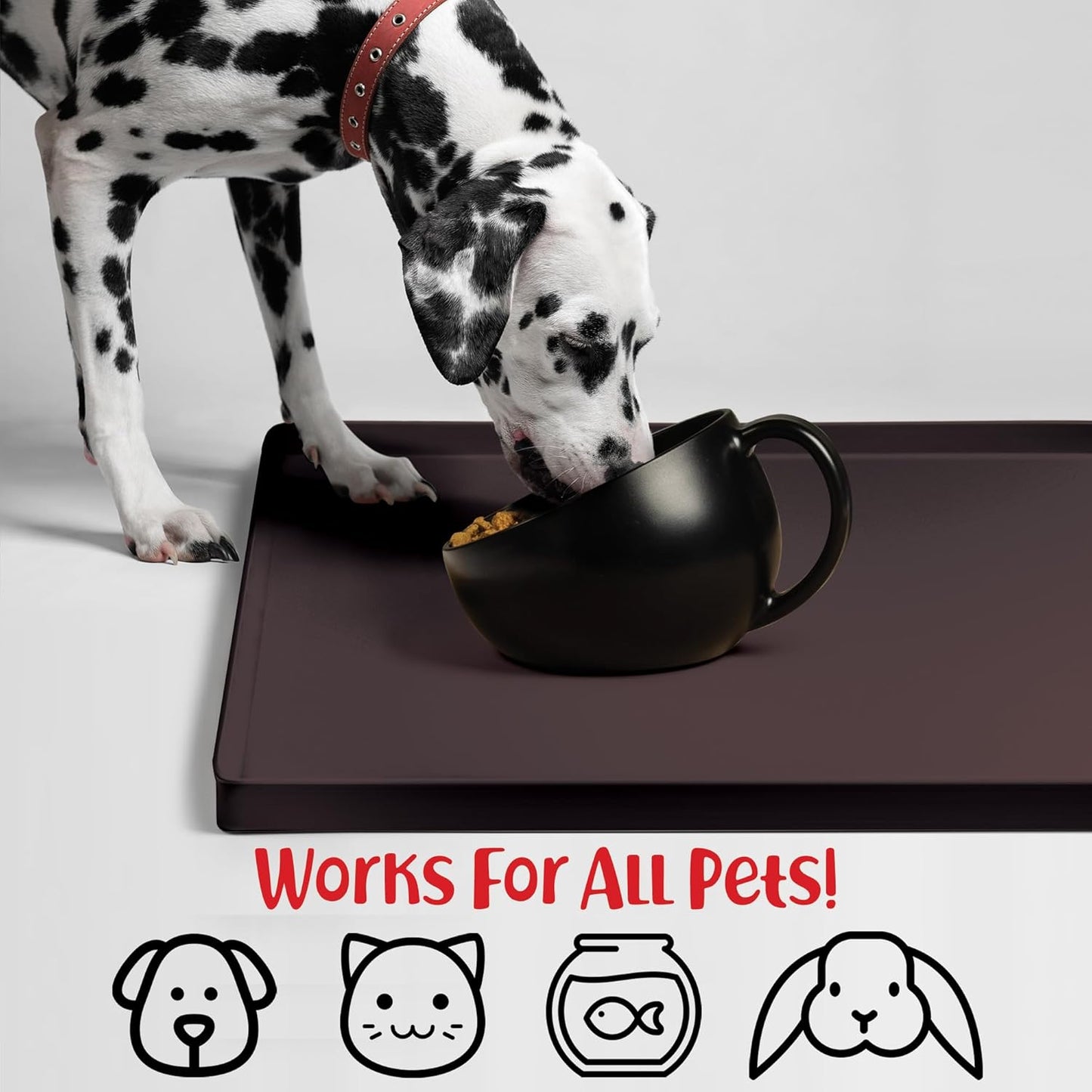 DogBuddy Dog Food Mat – Waterproof Dog Bowl Mat for Food and Water, Silicone Pet Feeding Mats for Floors, Non-Slip Placemat with High Edges for Dogs Bowls, Puppy Essentials (XL: 28" x 18", Coffee) - Pet Explorer