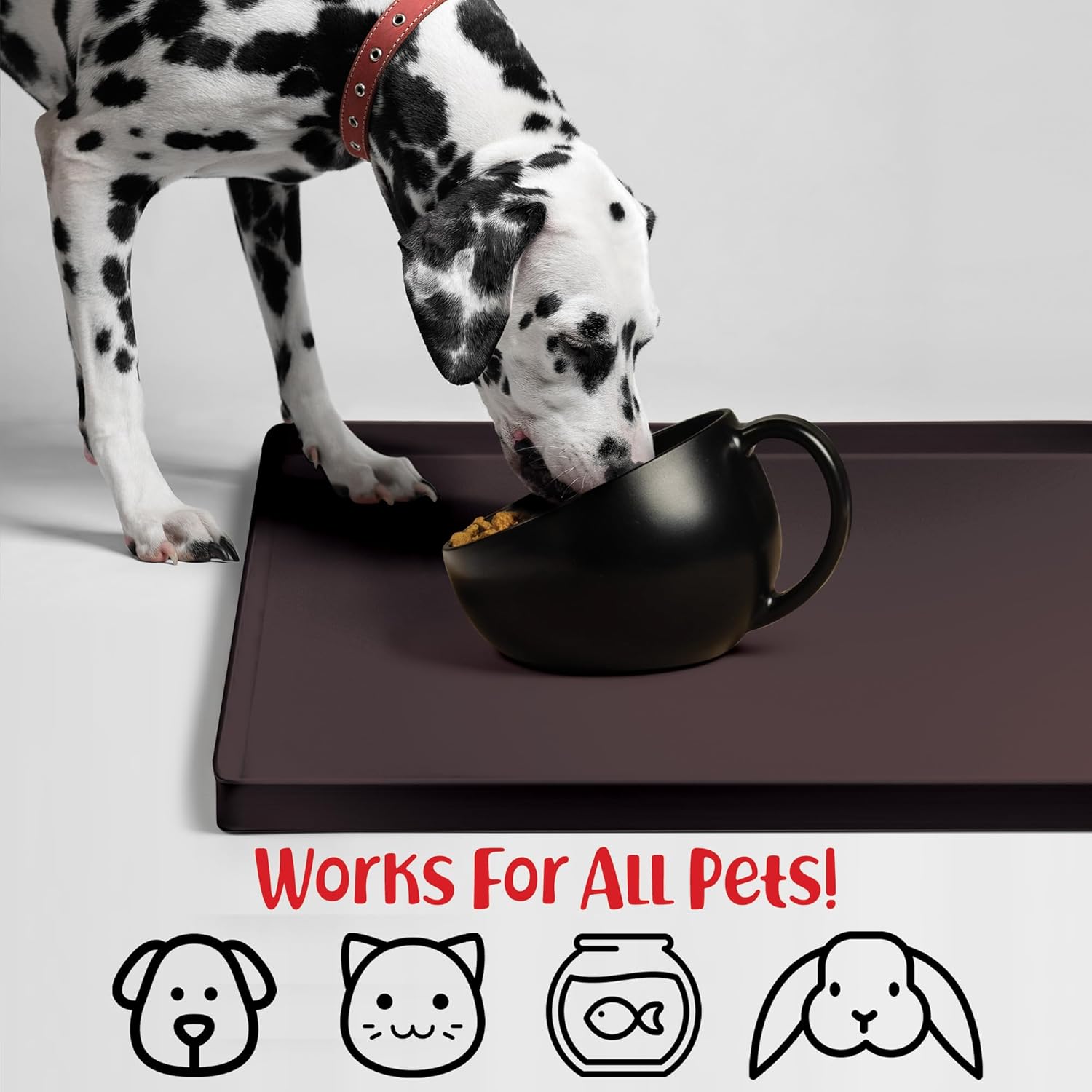 DogBuddy Dog Food Mat – Waterproof Dog Bowl Mat for Food and Water, Silicone Pet Feeding Mats for Floors, Non-Slip Placemat with High Edges for Dogs Bowls, Puppy Essentials (XL: 28" x 18", Coffee) - Pet Explorer