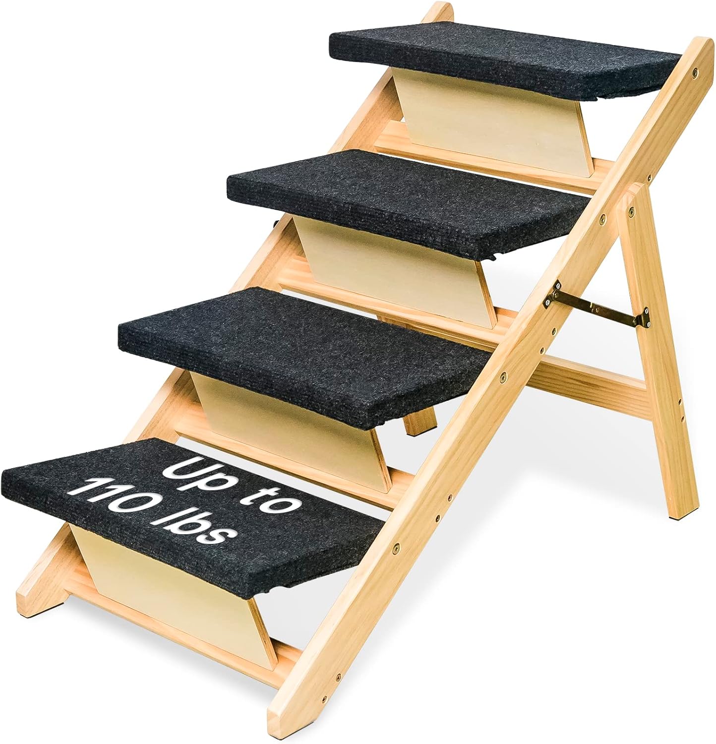 BRIKY 2-in-1 Dog Stairs/Ramp with 4 Steps, Foldable Dog Stairs for High Beds Cars Couch, Durable Wooden Pet Stairs for Small Medium Large Dogs, No Assembly Required - Pet Explorer
