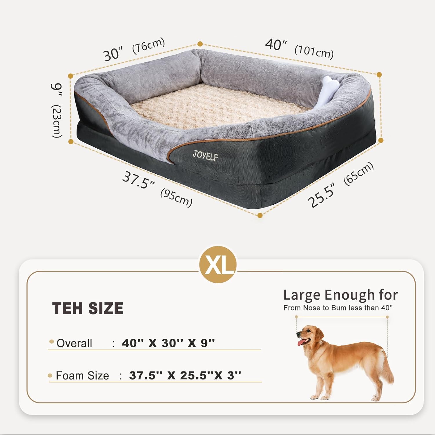 JOYELF XLarge Memory Foam Dog Bed, Orthopedic Dog Bed & Sofa with Removable Washable Cover and Squeaker Toy as Gift - Pet Explorer