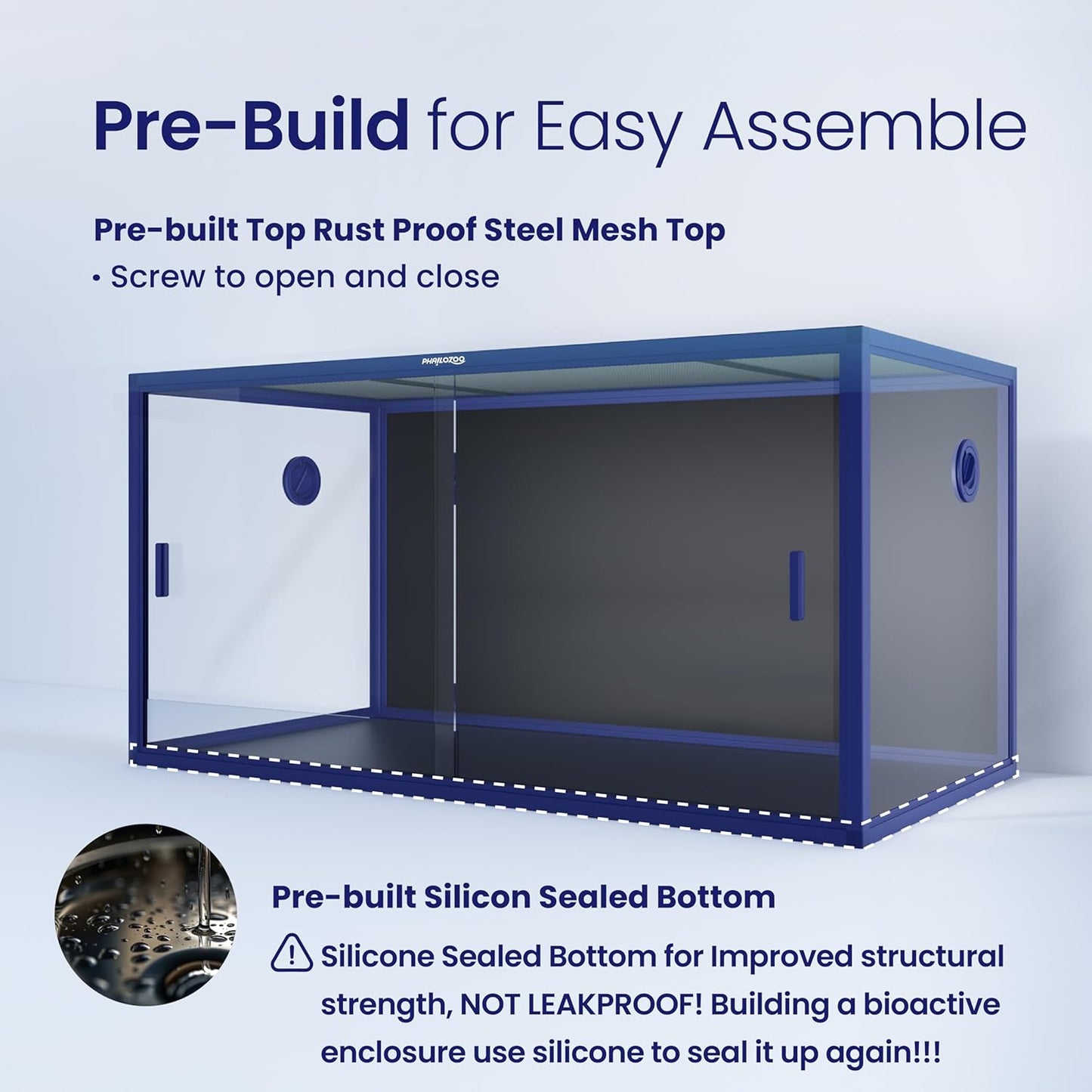 120 Gallon Bearded Dragon Tank,48" x 24" x 24" Reptile Tank with Sliding Door Top Screen Ventilation, Front Opening Reptile Enclosure for Easy Maintenance - Pet Explorer