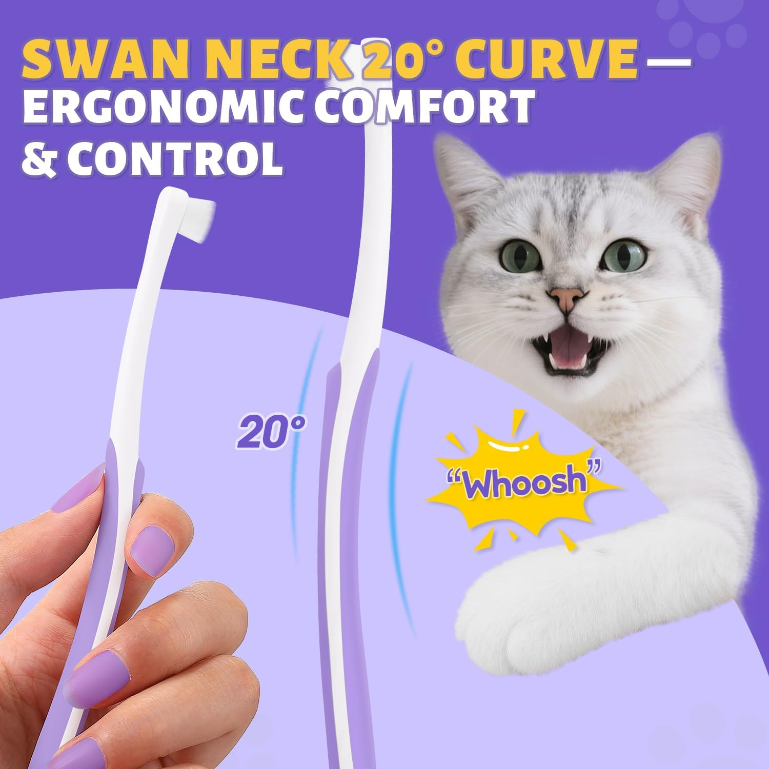 Cat Toothbrush for Kitten Teeth Cleaning – Soft Bristle Cat Dental Brush Set with Compact Head – Gentle Oral Care Tool for Daily Brushing Routine, Loved by Vets and Fur Babies - Pet Explorer