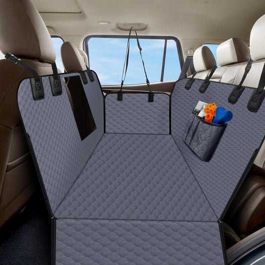 Dog Car Seat Cover for Back Seat, Waterproof Protector with Side Flaps, Scratchproof Hammock, Non-Slip Bottom for Cars/Trucks/SUVs (Grey) - Pet Explorer