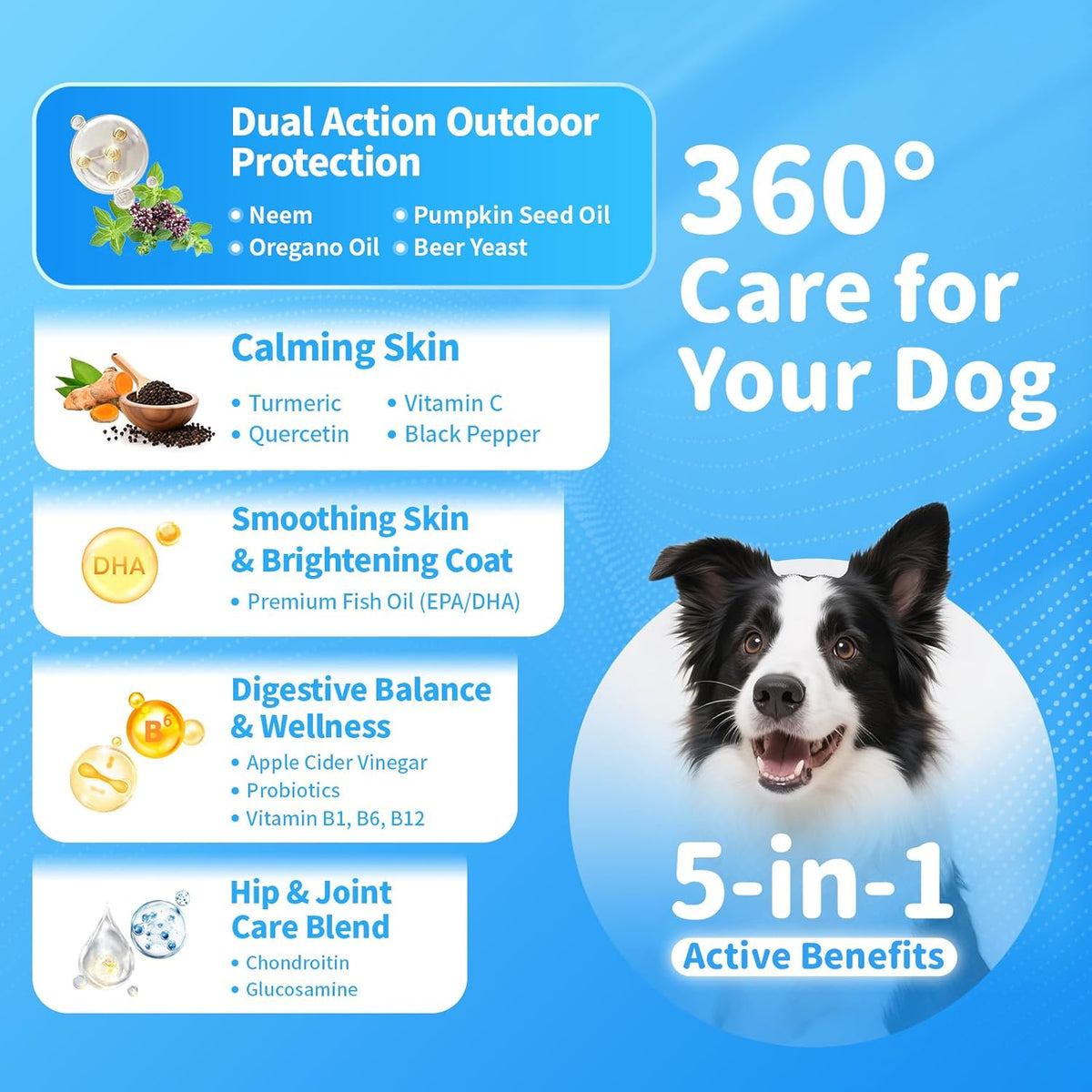 Dog Flea and Tick Support Chewable, Natural Dog Flea Comfort Supplement, Oral Chews with Neem, Oregano Oil, Pumpkin Seed Oil & Brewer's Yeast – 135 Soft Chews, Chicken Flavor – for All Breeds & Sizes
