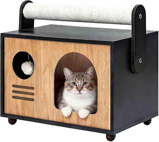 Modern Luxury Cat House & Condo – Indoor Wooden Cat Furniture with XL Lounge, Hammock, Scratching Posts & Climbing Platforms