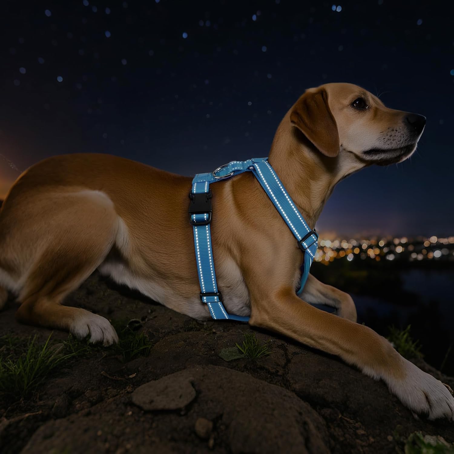 Dog Seat Belt Harness for Car, Dog Car Harness Adjustable Mesh Breathable & Dogs Seatbelt Safety Tether with Elastic Bungee for Small Medium Large Pets(Blue, XL) - Pet Explorer
