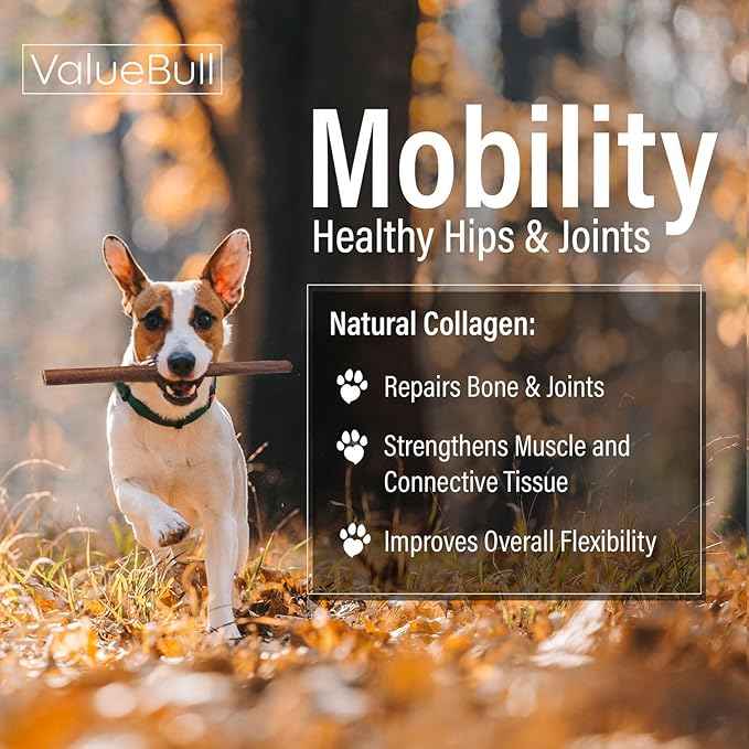 ValueBull Collagen Sticks for Small Dogs, 12 Inch Thin Chews, Natural Dog Treats, 100 Count Bulk Pack - Supports Joints, Skin & Coat with Chondroitin & Glucosamine
