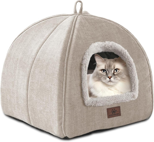 Cat Bed for Indoor Cats - Cat Cave Cat House Cats Tent with Removable Washable Cushioned Pillow, Soft and Self Kitten beds - Pet Explorer