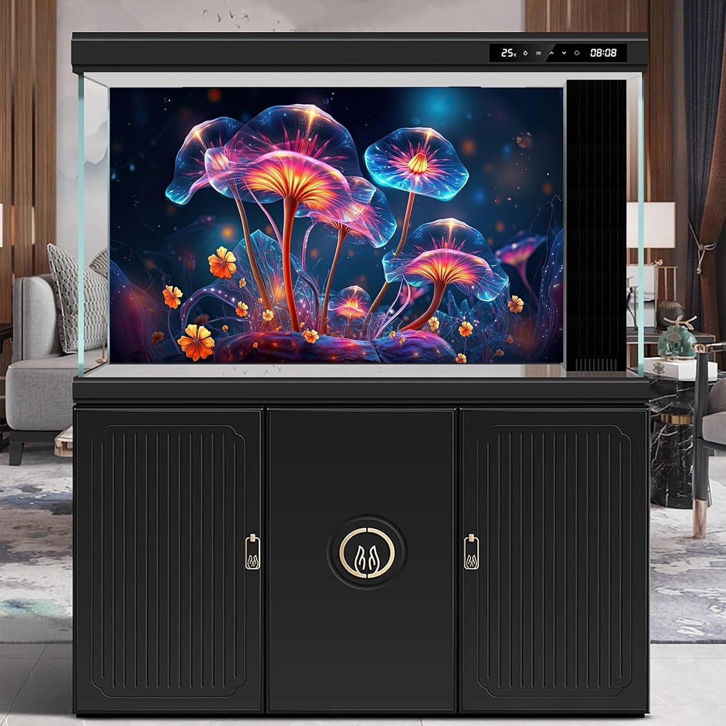 Flower Aquarium Background Modern Style Bluebell Blooming Flower Floral Design Terrarium Background Mysterious Elegant Glowing Fantasy Flower Fish Tank Backdrop Poster Decorations Vinyl 36x20in - Pet Explorer
