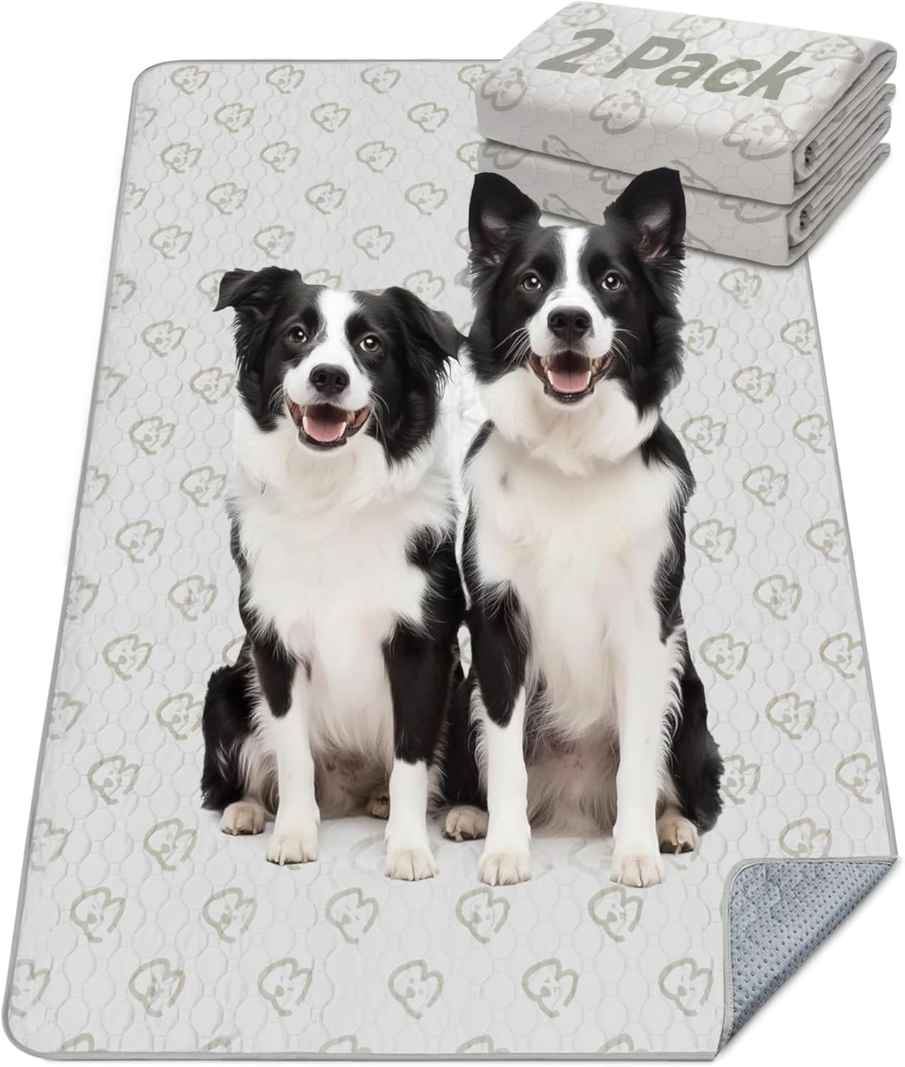 FXW Washable Pee Pads for Dogs, Puppy Pads with Super Absorbent, Specifically Designed for FXW Rollick/Homeplus 32/40/45inch 8 Panels Dog Playpen, 98" × 43" Rectangle, Khaki, 2 Packs - Pet Explorer