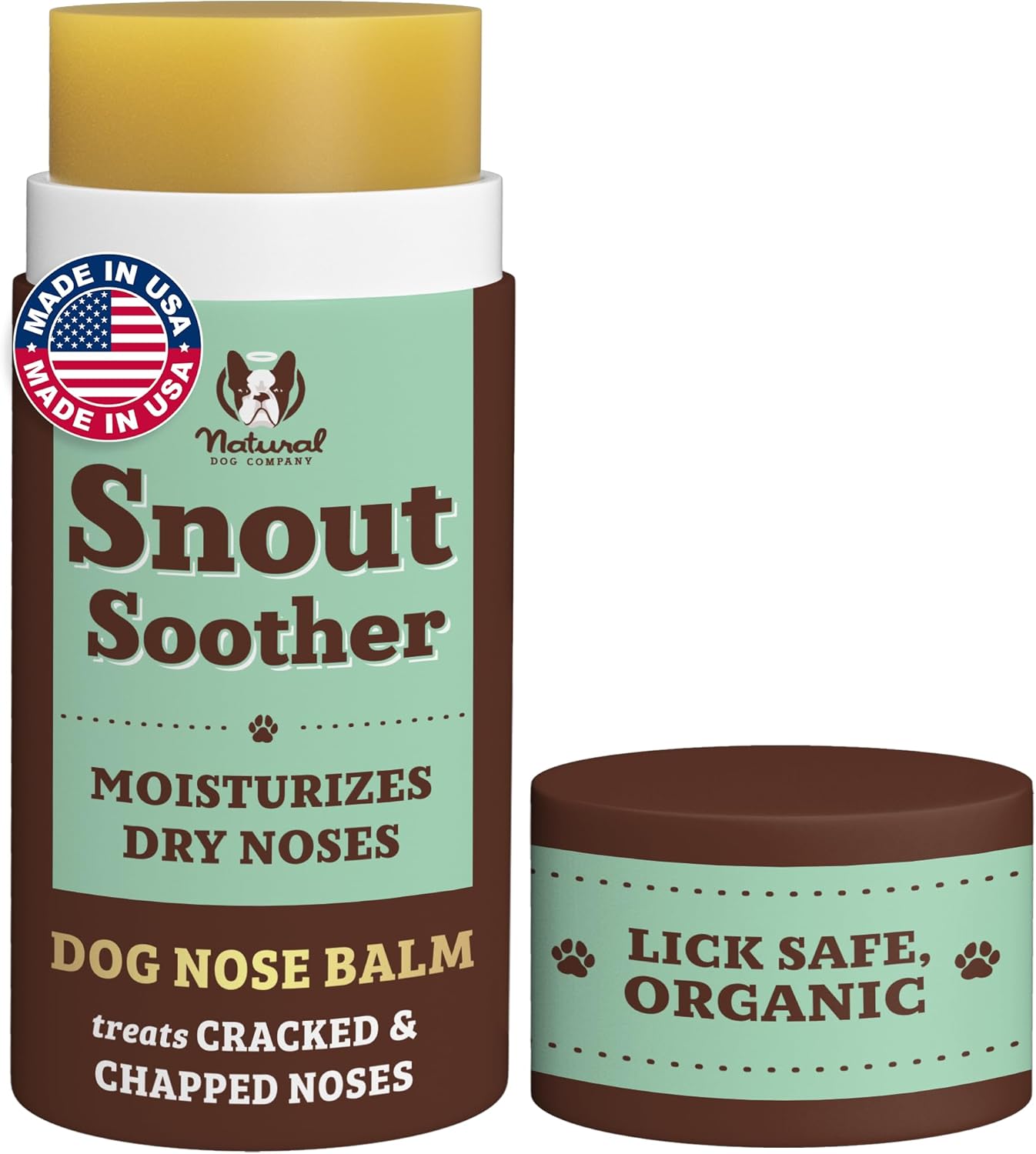 Natural Dog Company Snout Soother, Dog Nose Balm, Wax & Cream for Dry, Cracked Noses, Heals & Moisturizes with Shea Butter & Coconut Oil, Lick-Safe Nose Butter, Made in USA, 2 oz. Stick - Pet Explorer