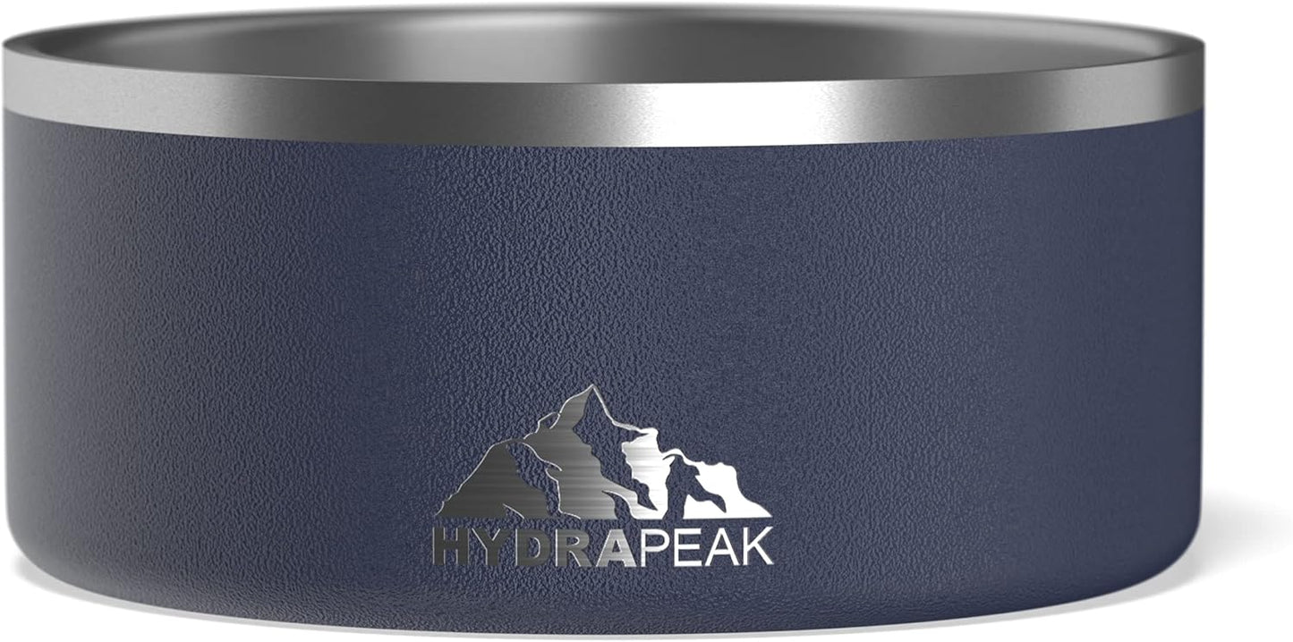 Hydrapeak Dog Bowl; Non Slip Stainless Steel; Water and Food Dish; Large Sized and Small Dogs; 32oz 64oz; Multiple Sizes | 8 Cup | Navy - Pet Explorer