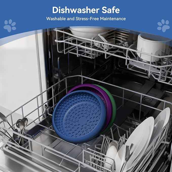 Slow Feeder Dog Bowl, BPA-Free Silicone Lick Mat for Small and Medium Dogs, Non-Slip & Dishwasher Safe (Dark Blue - S)