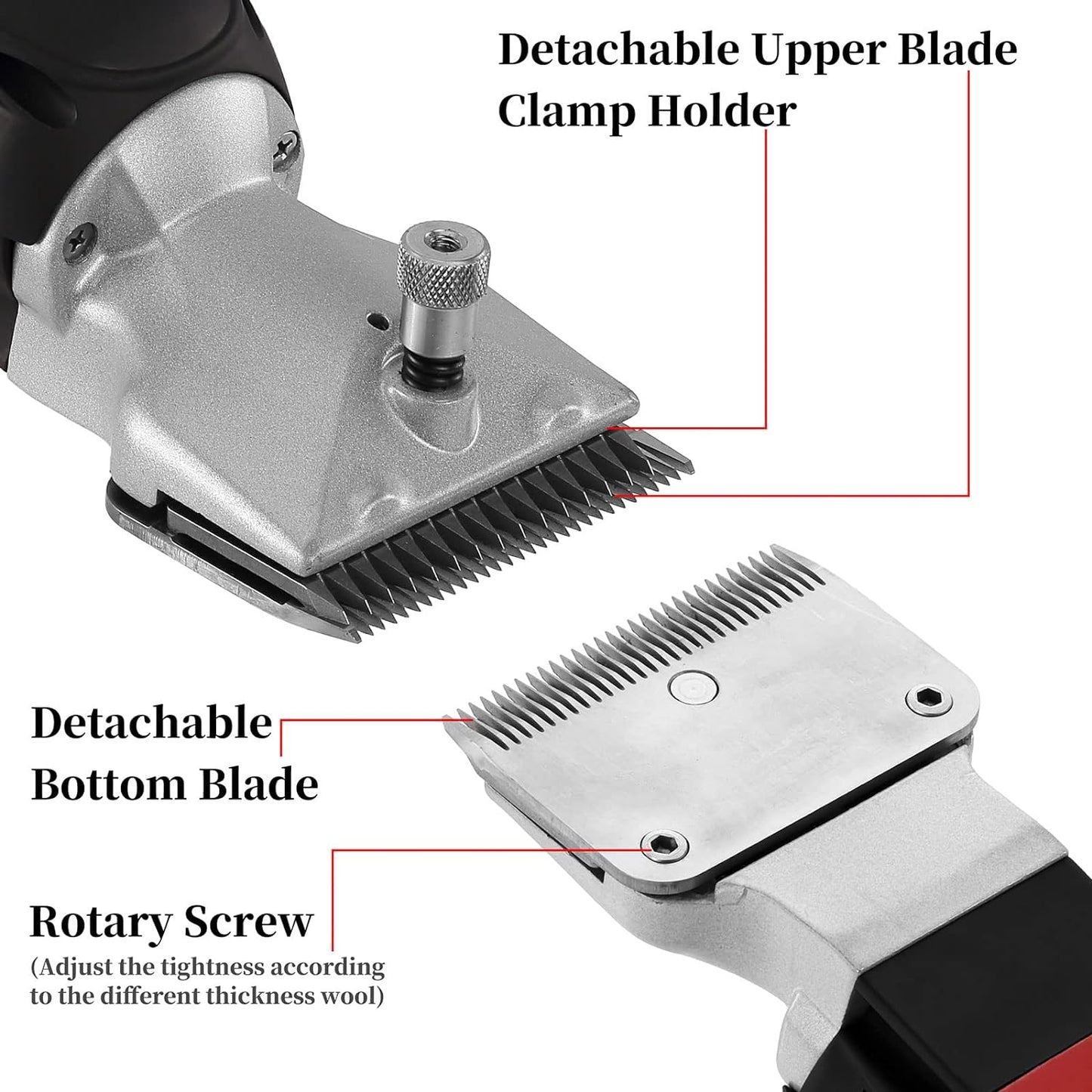 DUCKBOY Heavy Duty Clippers for Thick Coats Animals, 500W Professional Electric Shearing Machine for Horse Pony Cattle and Large Dogs Livestocks Grooming, 6 Speed & 2 Detachable Shearing Blades