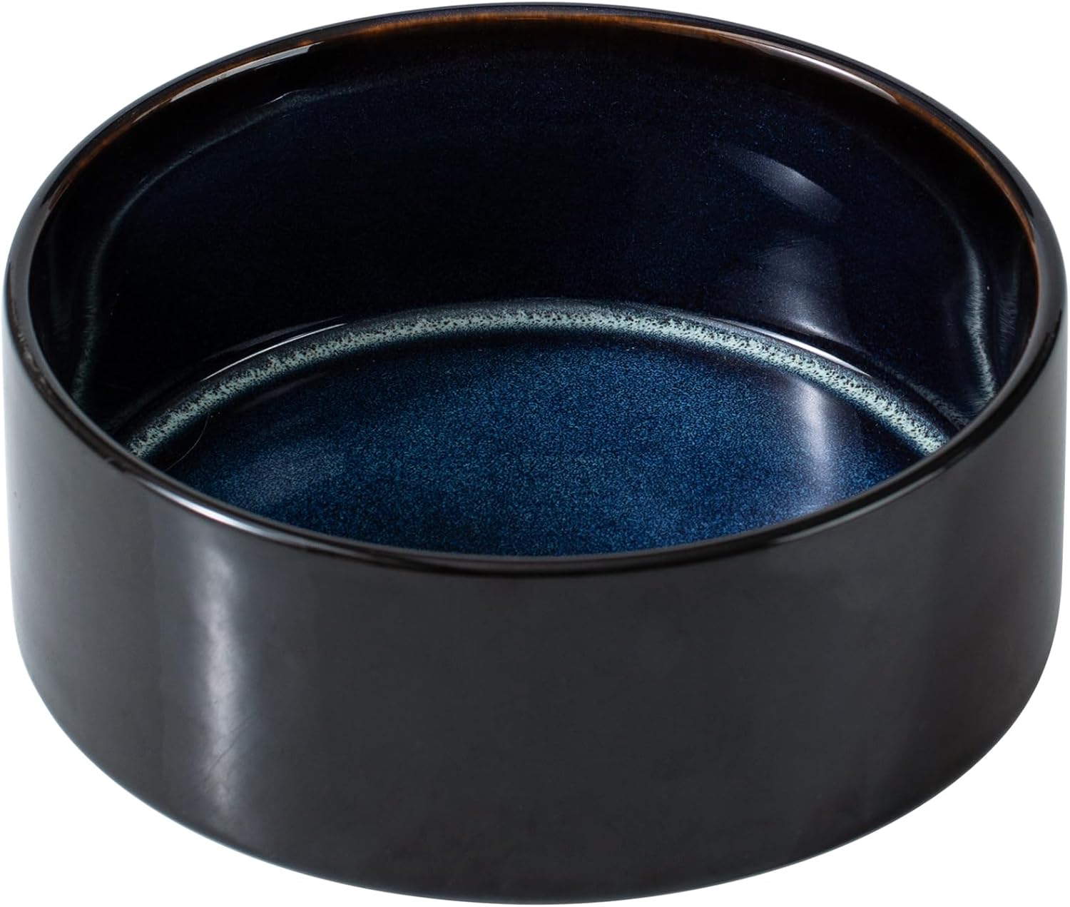 Ceramic 6.1inch Dog Bowl for Small Breed Dogs, Anti-Slip and Weighted Pet Food and Water Dishes (Single Bowl, Starry Sky) - Pet Explorer