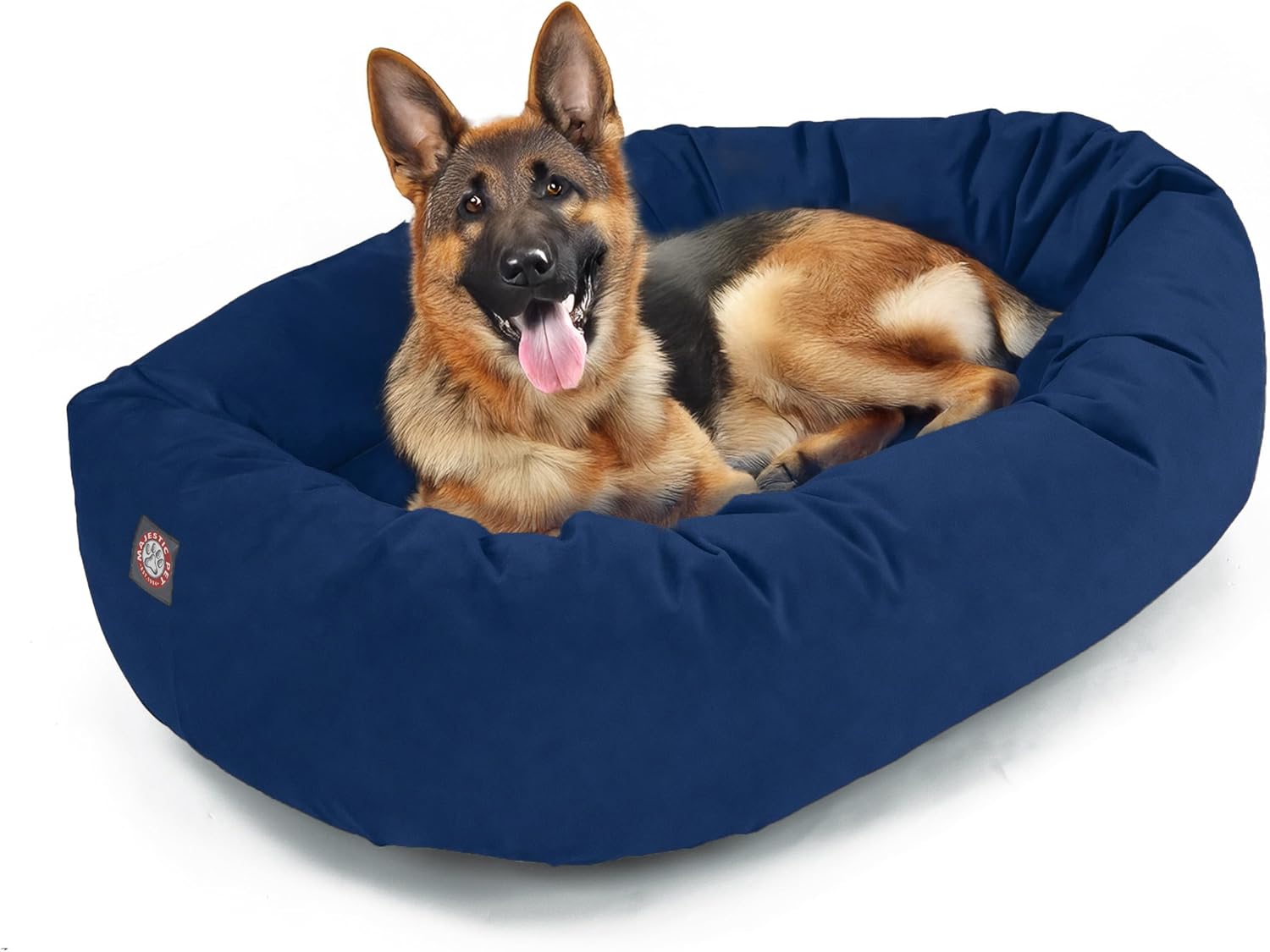 Majestic Pet 52 Inch Suede Calming Dog Bed Washable 52x35x11 (Inch) – Cozy Soft Round Donut Dog Bed with Spine Support for Dogs to Rest Their Head - Pet Bed X- Large – Navy (2025) - Pet Explorer