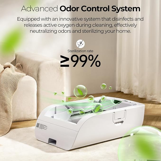 Open-Top Self-Cleaning Automatic Cat Litter Box-Smart APP Control (2.4G/5G) with Health Tracking&24H Backup, Dual Safety Sensors&Odorless Design for Multi-Cat Homes+3 Waste Bags