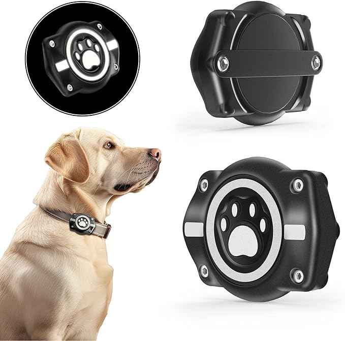 AirTag Dog Collar Holder, 100% Waterproof Air Tag Mount, Compatible with Apple Air Tag for Dogs & Cat Collars, Ultra-Durable Dog Collar AirTag Holder - Fits All Width Collars (Reflective,2 Pack)