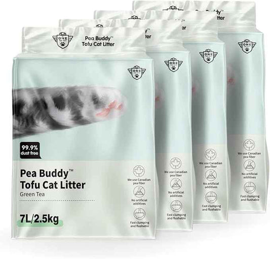 Pea Based Cat Litter, Dust Free Cat Litter, Low Tracking, and Natural Odor Control, Scented and Unscented (4 Pack (1 Case), Green Tea)