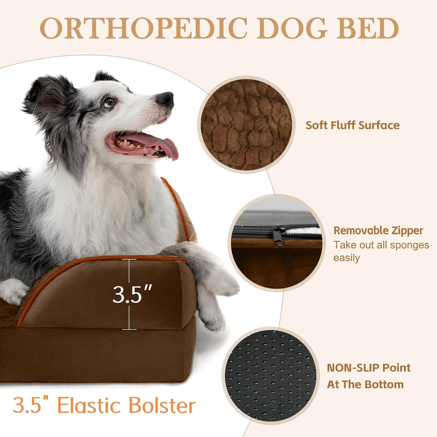 Comfort Expression Small Dog Beds Waterproof Orthopedic Foam Dog Sofa Beds for Small Dogs Comfy Pet Bed with Washable Removable Cover & Non-Slip Bottom(X-Small,Chocolate Brown) - Pet Explorer