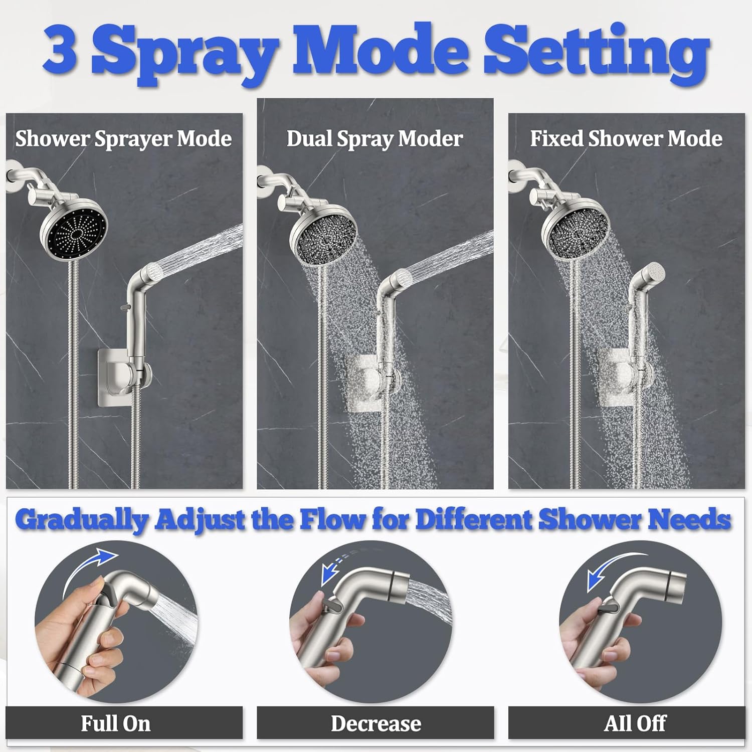 Dog Shower Attachment Metal, YDmeet Pet Shower Attachment for Fast and Clean Pet Bathing and Dog Washing, Brass Shower diverter, Adjustable Pet Shower Sprayer, 8 ft Hose and Shower Holder, Brushed - Pet Explorer