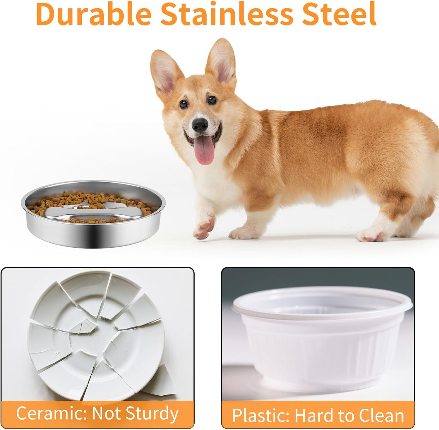 Slow Feeder Dog Bowl - 2 Cups Stainless Steel Dog Slow Feeder Food Bowl, Metal Non-Slip Lick Plate,Puppy or Cat Food Holder,Pet Supplies,Puzzle Maze Dish for Small & Medium Sized Breeds - Pet Explorer