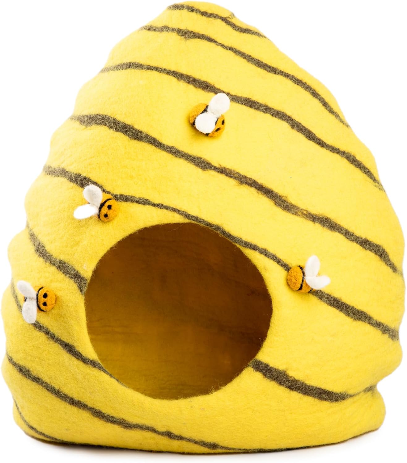 Luxurious Eco-Friendly Merino Wool Cat Cave Bed Beehive - Foldable Hideaway Pod for Indoor Cats - Premium Felt Kitten Beds - Covered Cat House for Ultimate Cozy Comfort by Woolygon - Pet Explorer