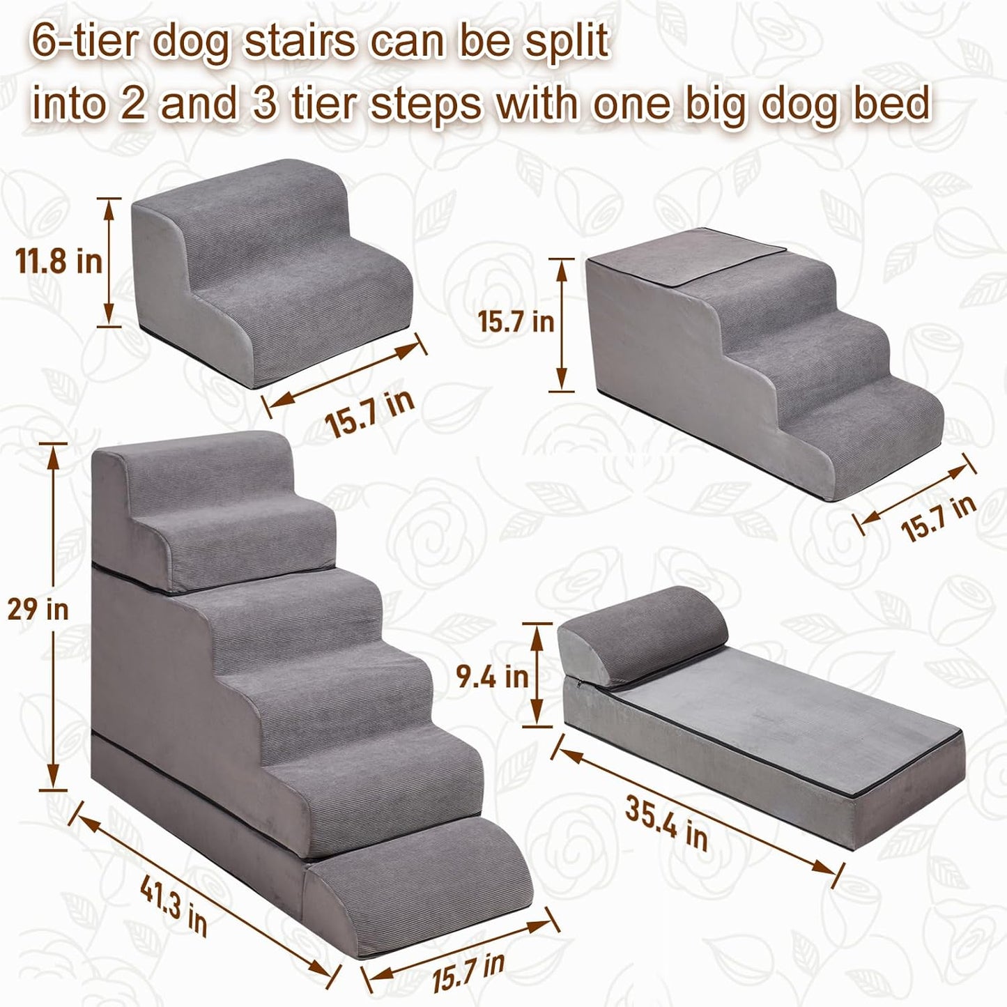24-30inches High Dog Stairs & Steps for High Beds Tall, LitaiL 29inch 6 Steps Pet Stairs/Steps for High Beds Large Dogs, Non-Slip Dog Ramps for Small Dogs, for Older Cats - Pet Explorer