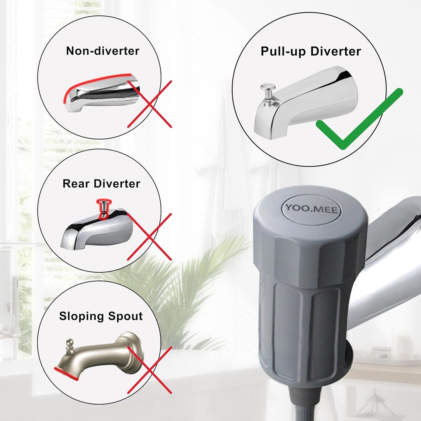Pets Shower Attachment, Quick Connect on Tub Spout w/Front Diverter, Ideal for Washing Pets and Cleaning Tub, Portable and Convenience - Pet Explorer