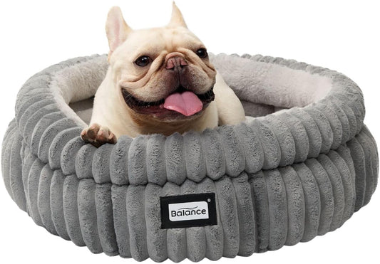 BALANCE Cat Bed Kitten Bed, Washable Round Cat Beds for Indoor Cats,Super Soft Plush Faux Fur Pet Bed for Puppy and Kitten with Anti-Slip Bottom - Pet Explorer